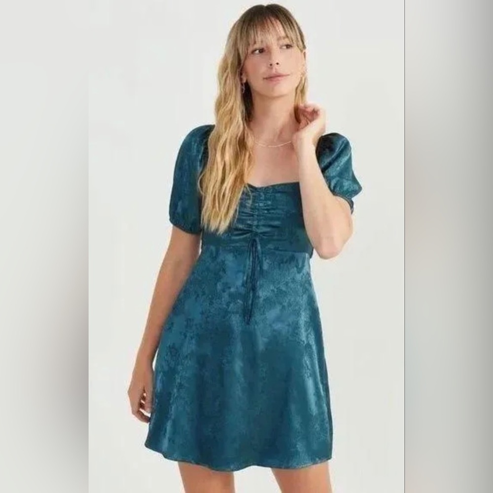 Altar’d State Jocelyn Floral Daisy Dress Blue/Teal - Size Large